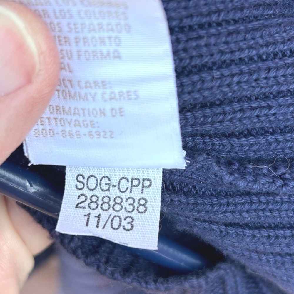 Tommy Hilfiger Cardigan Womens XL Navy Blue Ribbed Zip Front Cotton Preppy Y2K - Picture 9 of 10